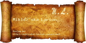 Miklóska Larion névjegykártya